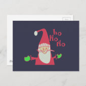 Carte Postale Père Noël humoristique avec Ho Ho Ho Festive (Devant / Derrière)