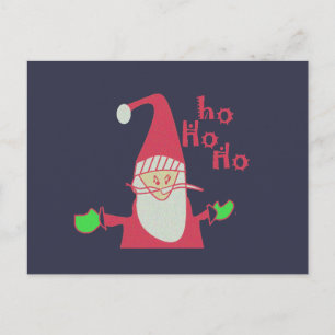 Carte Postale Père Noël humoristique avec Ho Ho Ho Festive