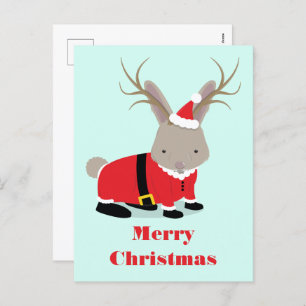 Carte postale père Noël Jackalope Christmas Holida