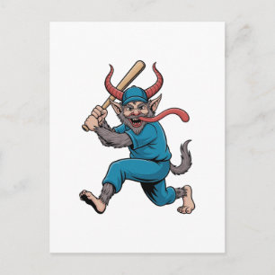 Carte Postale Père Noël jouant au baseball Joueur de baseball de