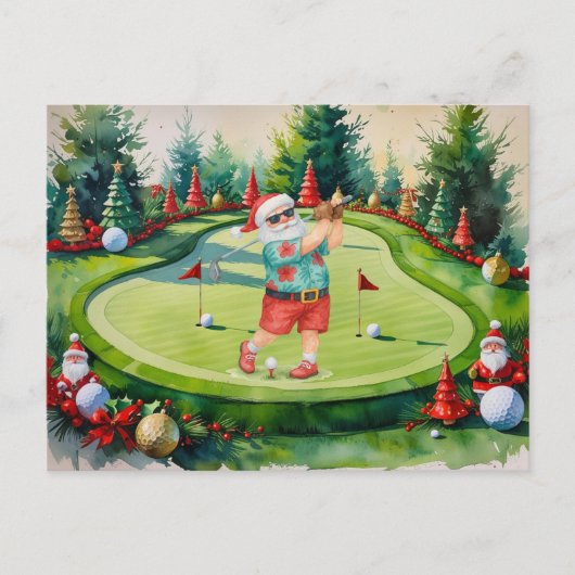 Carte Postale PÈRE NOËL joue au golf pendant les Fêtes de Noël  (Devant)