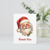 Carte Postale Père Noël joyeux et jolly rétro Merci (Debout devant)