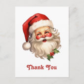 Carte Postale Père Noël joyeux et jolly rétro Merci (Devant)