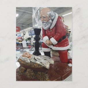 Carte Postale Père Noël Kneeling avant Christ