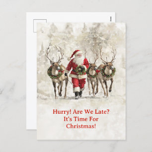 Carte postale père Noël Late Christmas