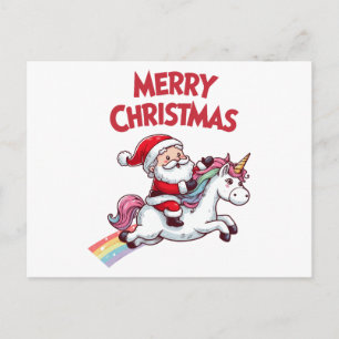 Carte Postale Père Noël Licorne Joyeux Noël