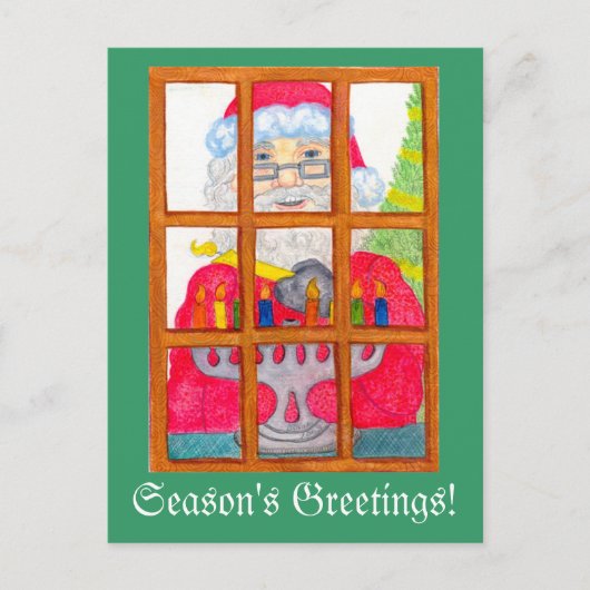 Carte postale père Noël Lighting Menorah (Devant)