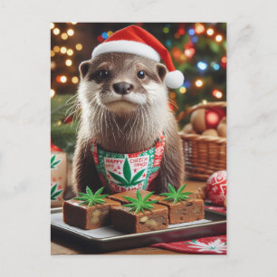 Carte Postale Père Noël Loutre Avec les Brownies Spéciaux