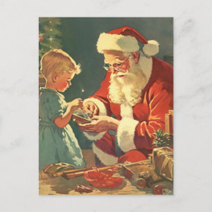 Carte Postale Père Noël magique par l'arbre de Noël