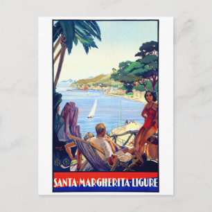 Carte Postale père Noël Margherita Ligure Poster vintage restaur