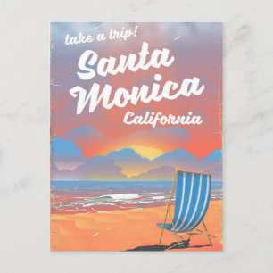 Carte Postale Père Noël Monica California poster vintage sur la