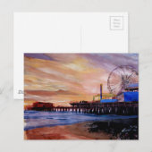 Carte Postale père Noël Monica Pier Au coucher Du Soleil (Devant / Derrière)