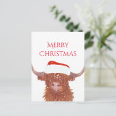 Carte Postale Père Noël Orange Highland Cow Joyeux Noël (Debout devant)