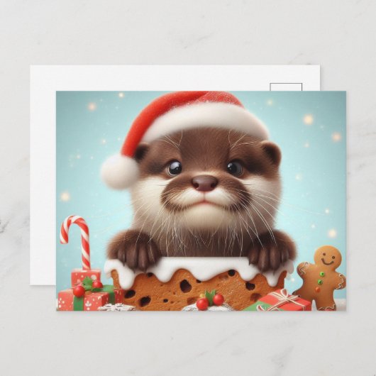 Carte Postale Père Noël Otter Christmas Sweets (Devant / Derrière)