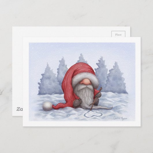 Carte Postale Père Noël Petit et Solitaire (Devant / Derrière)