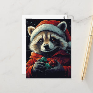 Carte Postale Père Noël Raccoon