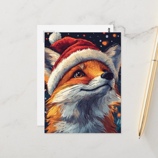 Carte Postale Père Noël Red Fox (Devant/Arrière en situation)