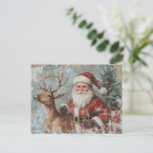 Carte Postale Père Noël Reindeer Vintage Decoupage Noël (Debout devant)