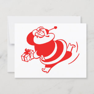 Carte Postale Père Noël rétro en rouge et blanc