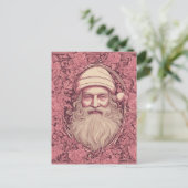 Carte Postale Père Noël Rétro Rose (Debout devant)