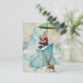 Carte Postale Père Noël savoure une bière sur un iceberg (Debout devant)