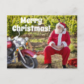 Carte Postale Père Noël se reposant avec sa moto Noël (Devant)