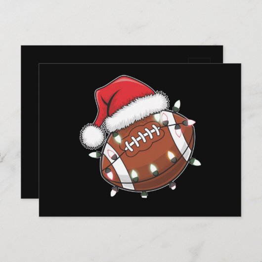 Carte Postale Père Noël Sports Christmas American Football Lover (Devant / Derrière)