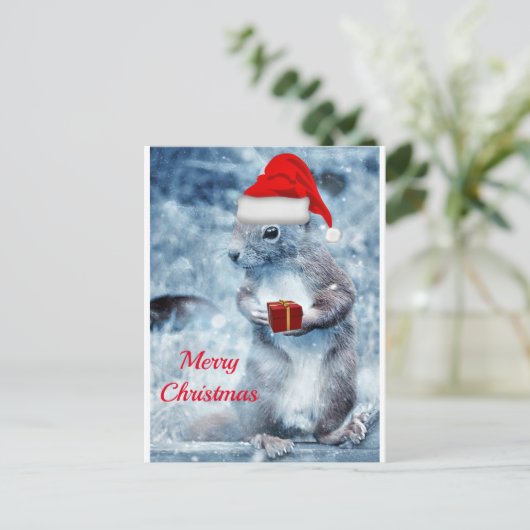 Carte Postale Père Noël Squirrel Joyeux Noël (Debout devant)