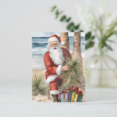 Carte Postale Père Noël sur la plage (Debout devant)