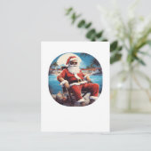 Carte Postale Père Noël sur la plage Vacances d'été de Noël (Debout devant)