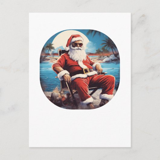 Carte Postale Père Noël sur la plage Vacances d'été de Noël (Devant)