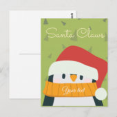 Carte Postale Père Noël verte et rouge traditionnelle (Devant / Derrière)