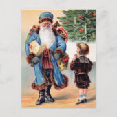 Carte Postale Père Noël victorien en robe bleue (Devant)