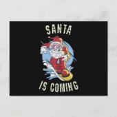 Carte Postale Père Noël vient en snowboard (Devant)