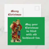 Carte Postale Père Noël vintage Avec Cadeaux (Devant / Derrière)