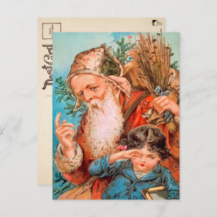 Carte Postale Père Noël vintage avec Naughty Child Christmas