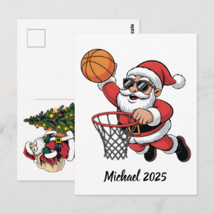 Carte Postale Père Noël Vintage Basket Noël 2025