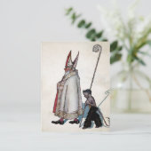 Carte Postale Père Noël vintage & Krampus (Debout devant)