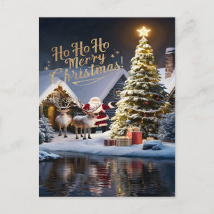 Carte Postale Père Noël : Vol de rennes magiques