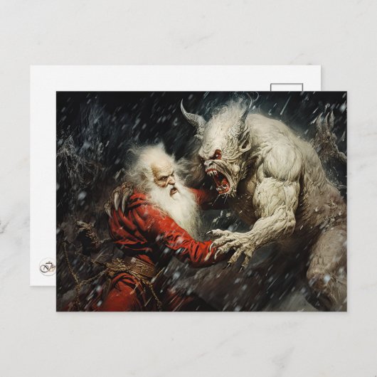 Carte Postale Père Noël VS Krampus (Devant / Derrière)