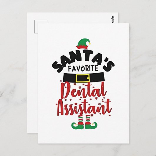 Carte Postale Père Noël's Favori Dental Assistance Christmas Pèr (Devant / Derrière)
