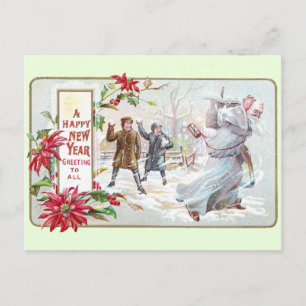 Carte Postale Père Time Pelé avec des boules de neige