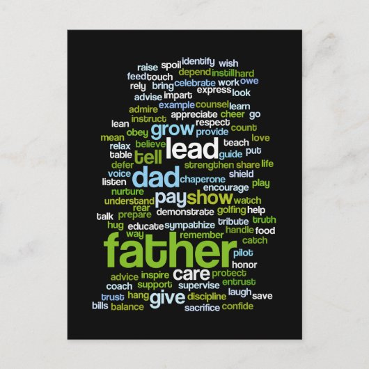Carte Postale Père Word Cloud (Devant)