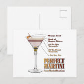 Carte Postale Perfect Martini Cocktail Recette Art (Devant / Derrière)