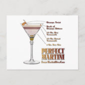 Carte Postale Perfect Martini Cocktail Recette Art (Devant)