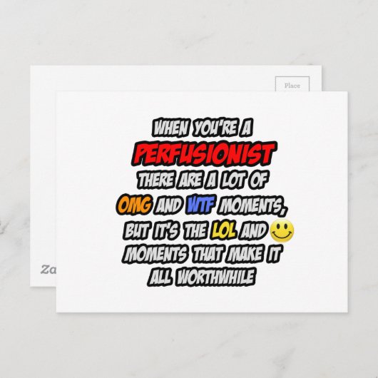 Carte Postale Perfusionniste .. OMG WTF LOL (Devant / Derrière)