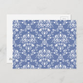 Carte Postale Périwinkle bleu et blanc Damas (Devant / Derrière)