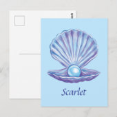 Carte Postale Perle personnalisable de l'océan (bleu) (Devant / Derrière)