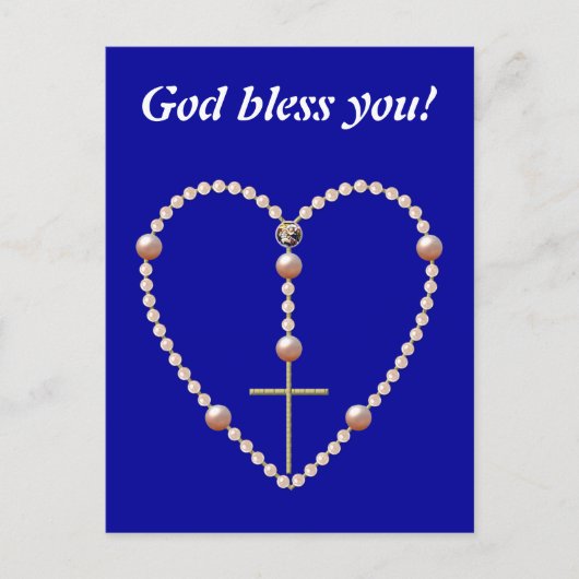 Carte Postale "Perles" chapelet en forme de cœur (Devant)