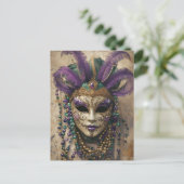 Carte Postale Perles de Masque Vintage Mardi Gras (Debout devant)